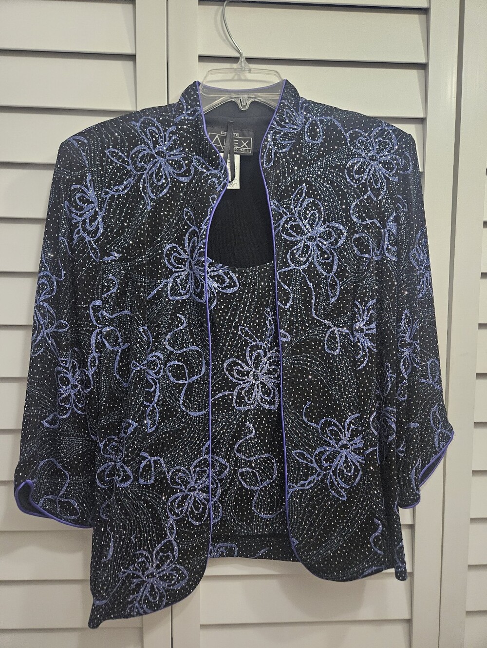 Alex Evenings Black & Purple Embellished Jacket And Cami LP